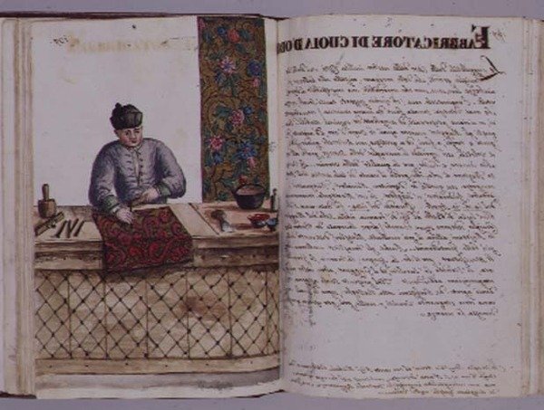 Bőraranyozó, velencei (kézirat) alkotó: Jan van Grevenbroeck