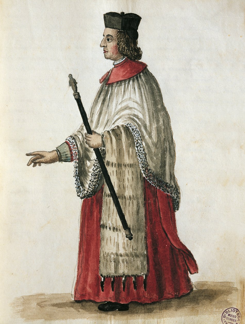 Ceremóniamester a Szent Márk-templomban, Giovanni di Grevembroch (1731-1807) Venicens jelmezeiből vett Akvarell alkotó: Jan van Grevenbroeck
