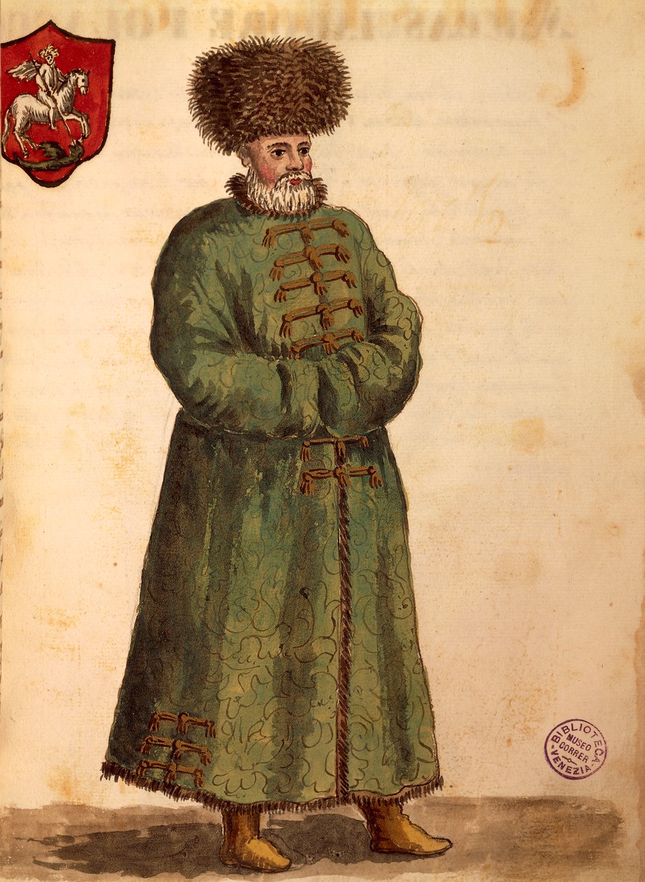 Moszkvai nagykövet, Jan van Grevenbroeck vagy Giovanni Grevembroch (1731-1807), Gli Donne de Veneziani, illusztrált jelmezkönyvből, akvarell alkotó: Jan van Grevenbroeck