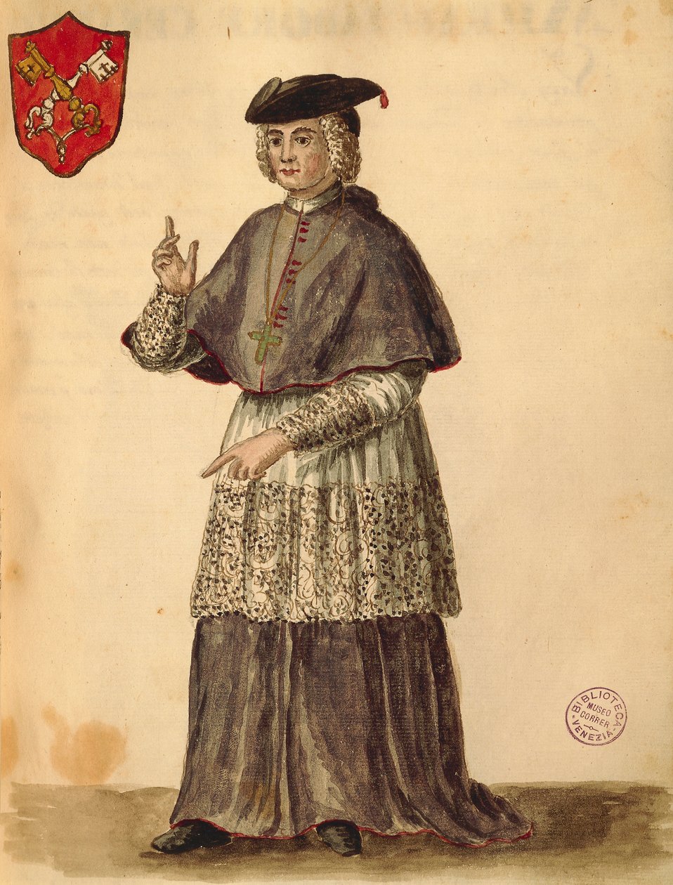 Serenissima pápai legátus, Jan van Grevenbroeck vagy Giovanni Grevembroch (1731-1807), Gli Donne de Veneziani, illusztrált jelmezkönyvből, akvarell alkotó: Jan van Grevenbroeck