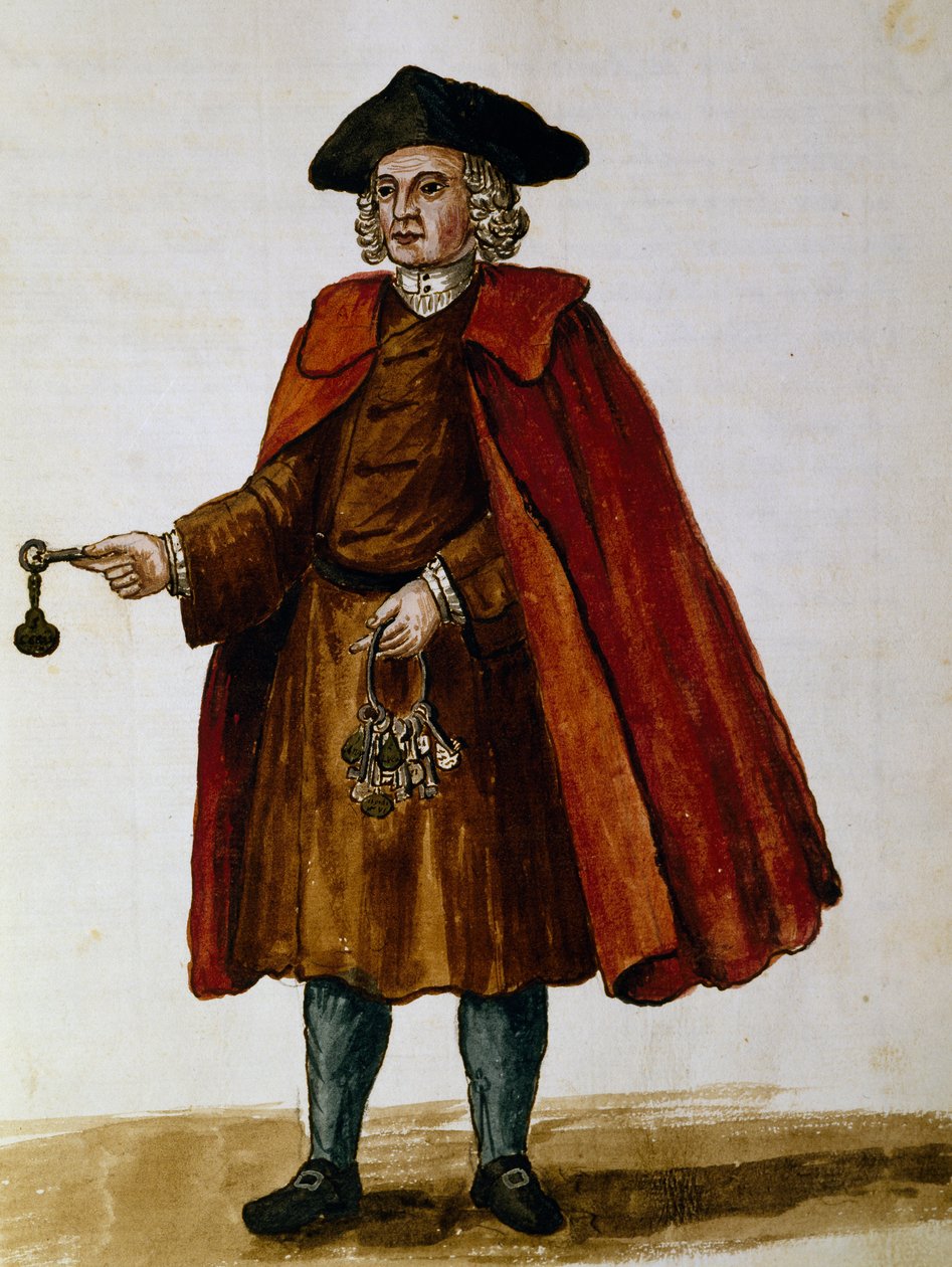 Színházi előadásokhoz tartozó privát dobozok kulcsainak eladói, Giovanni Grevembroch akvarellje, Olaszország alkotó: Jan van Grevenbroeck