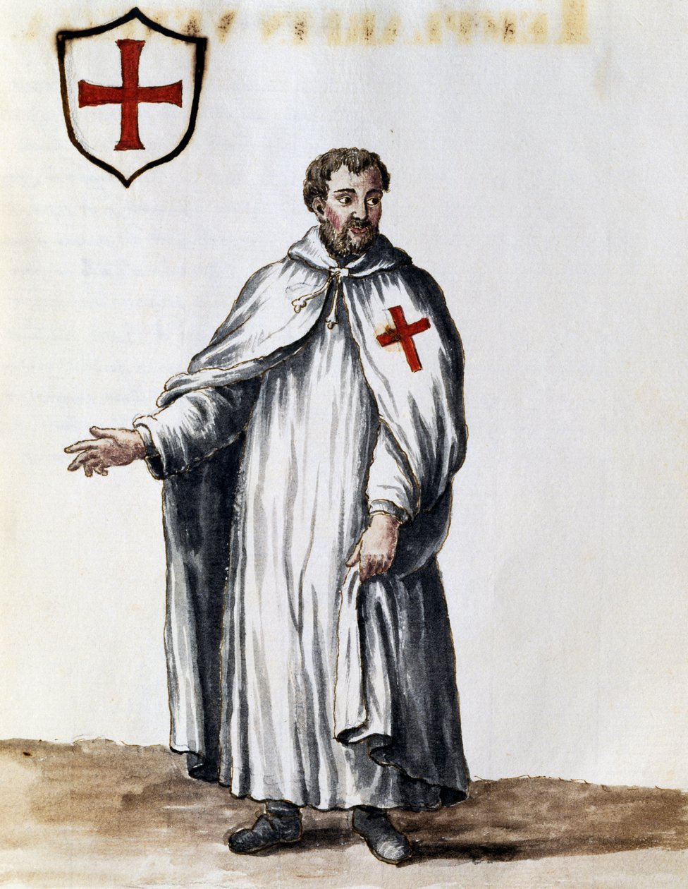 Templomos lovag, illusztráció a Szinte minden korú velenceiek jelmezeiből, szorgalmasan gyűjtötték és festették a 18. században, Giovanni di Grevembroch (1731-1807) alkotó: Jan van Grevenbroeck