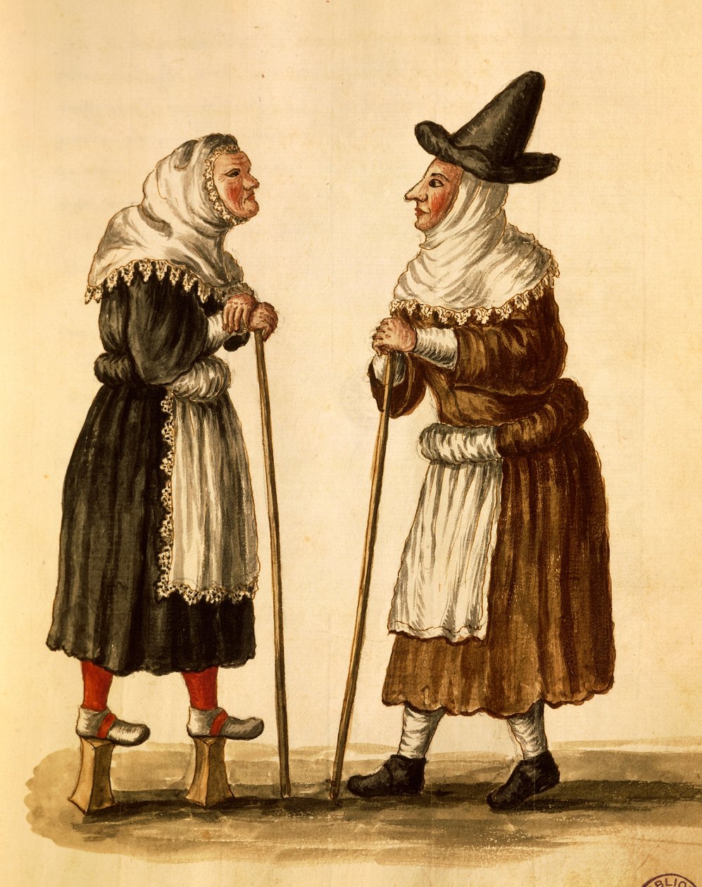 században használatos velencei maszkok, Giovanni Grevembroch akvarellje, Olaszország alkotó: Jan van Grevenbroeck