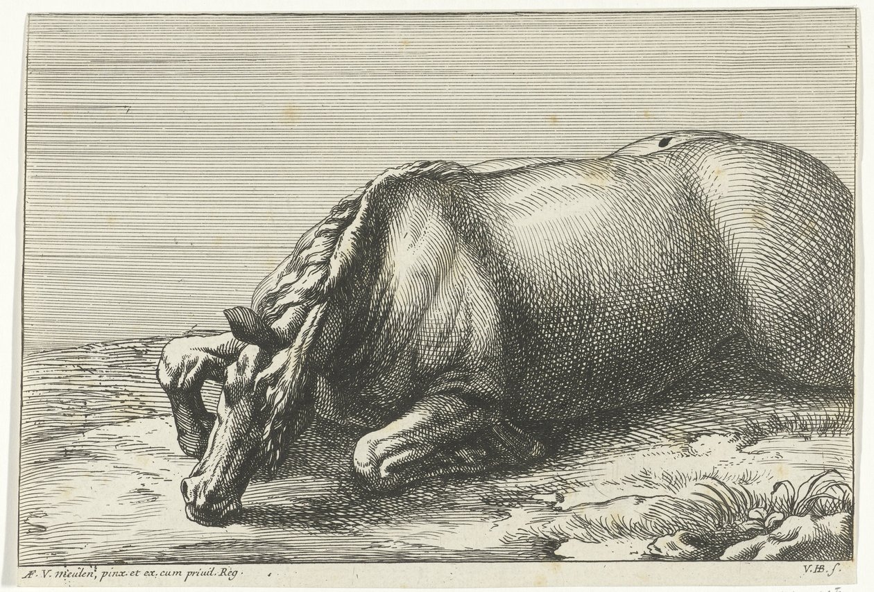Döglött ló látható a bal oldalon Dead Horses (sorozat címe) alkotó: Jan van Huchtenburg