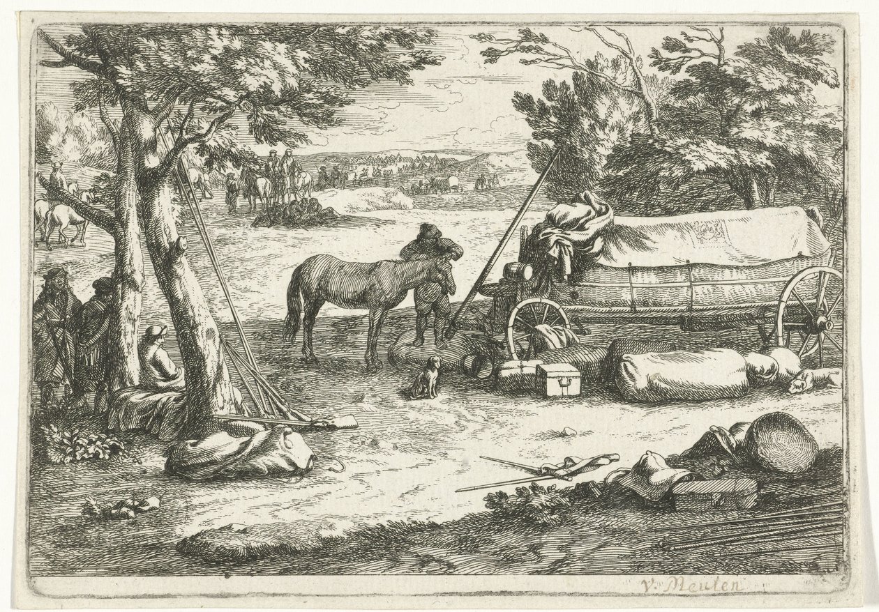 Táj kocsival és figurákkal alkotó: Jan van Huchtenburg