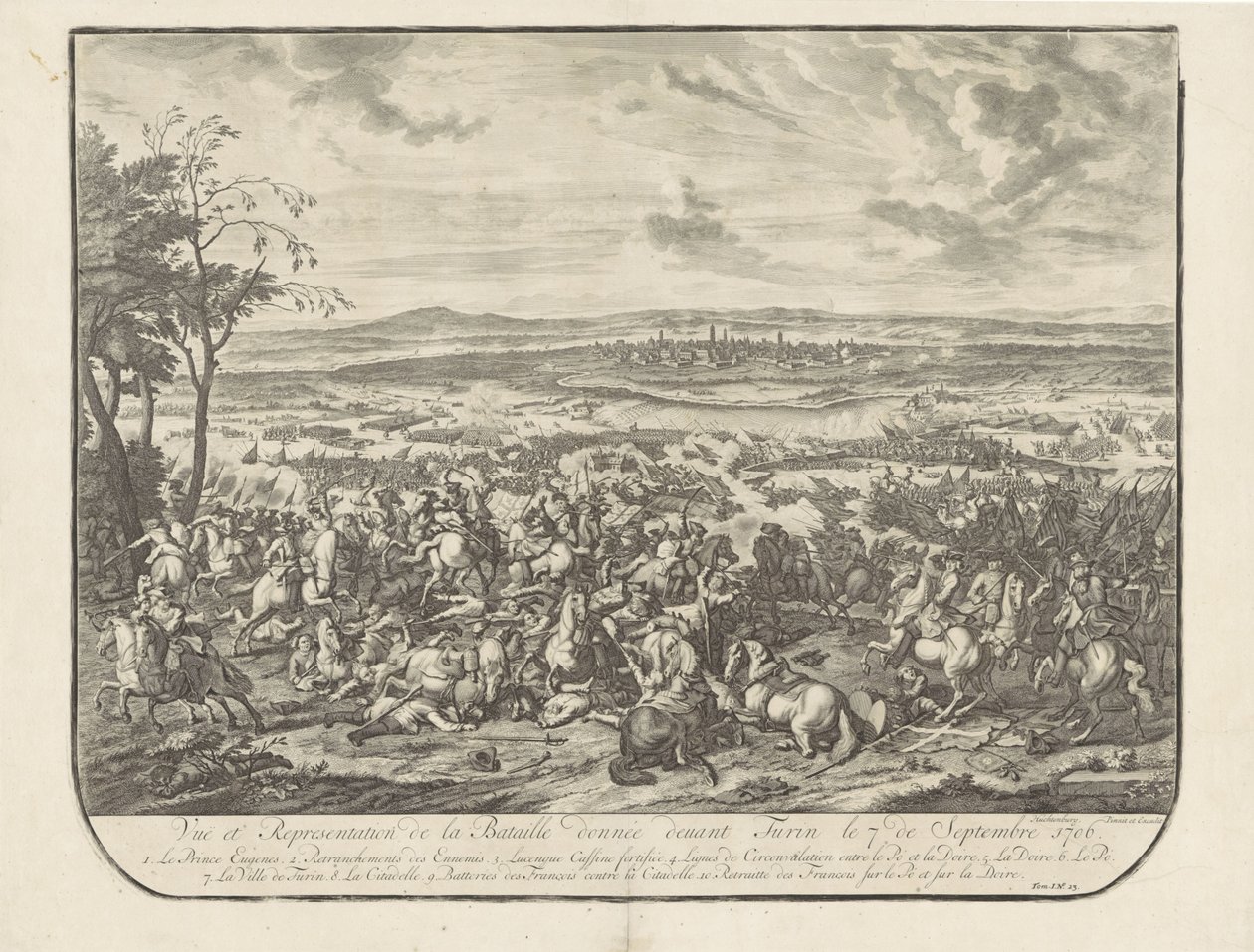 Ontzet van Turijn, 1706 Az 1706. szeptember 7-i Torino előtti csata képe és ábrázolása (cím a tárgyon) alkotó: Jan van Huchtenburg