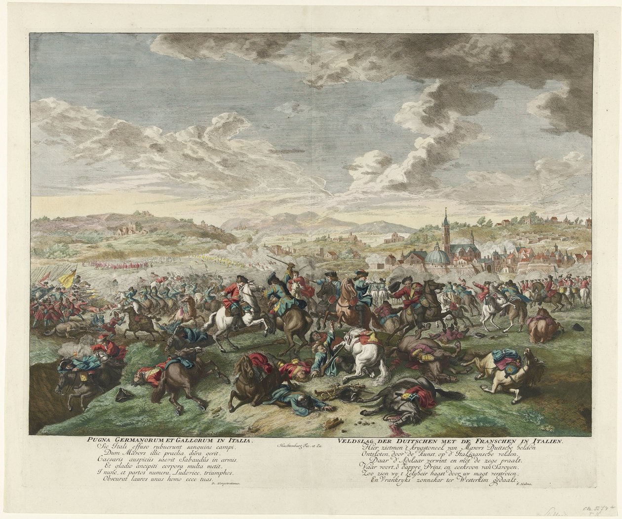 Lovas csata Észak-Olaszországban, 1702-1703 körül Pugna Germanorum et Gallorum in Italia / Németek csatája a franciákkal Italienben (cím a tárgyon) alkotó: Jan van Huchtenburg