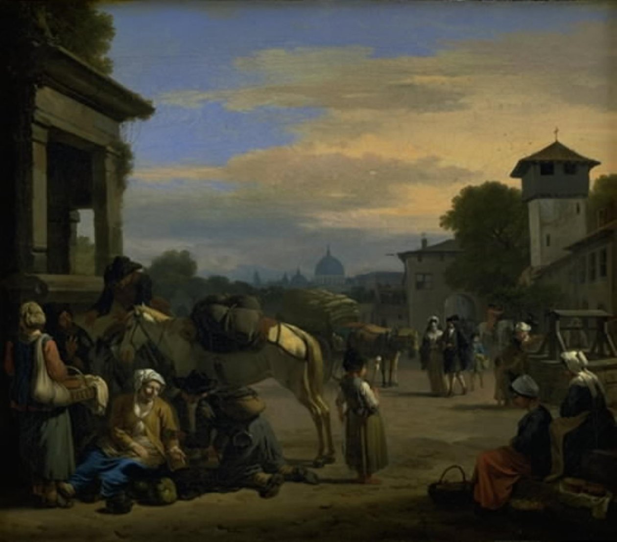 Utcai jelenet Rómában alkotó: Jan van Huchtenburg