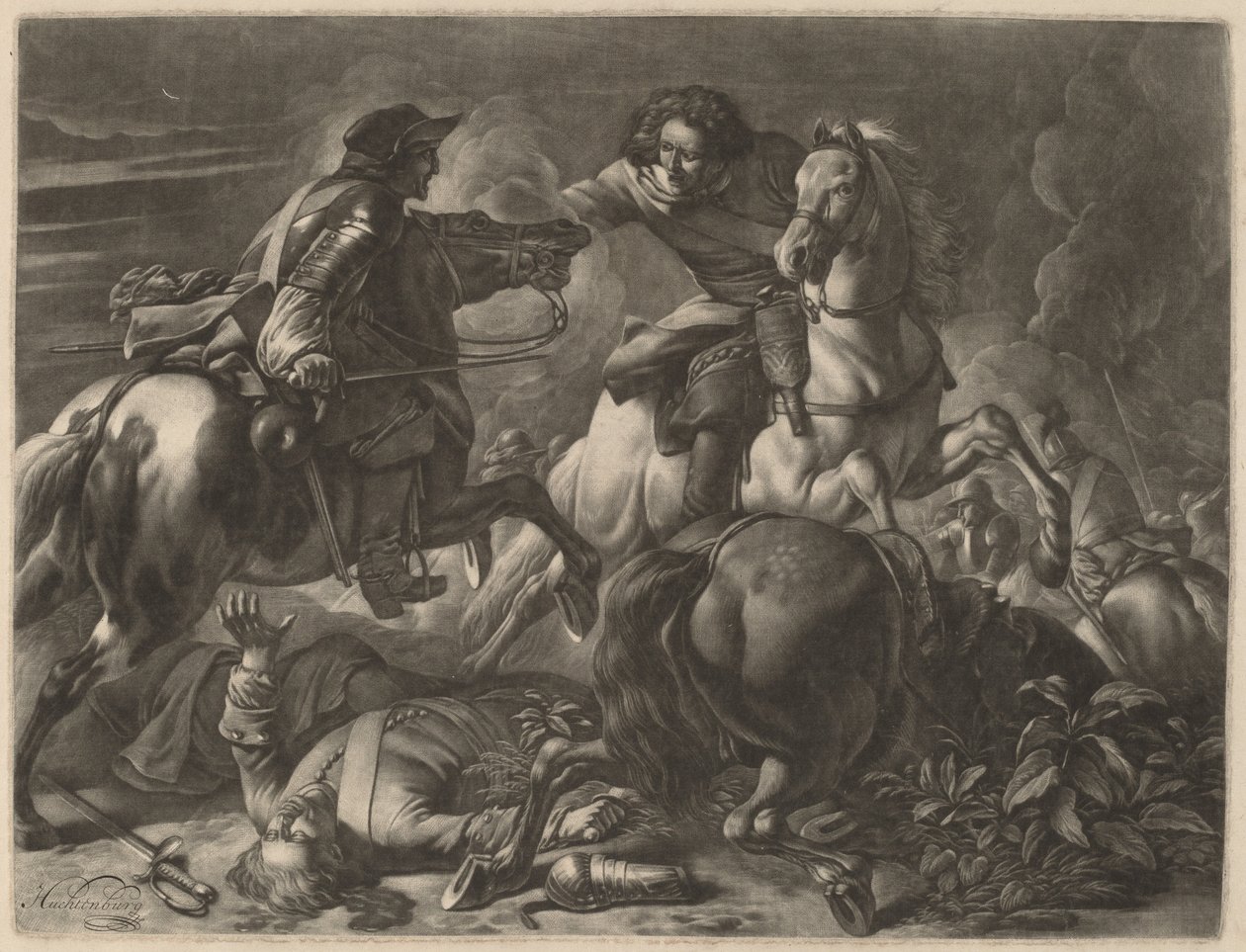 Két harcoló lovas alkotó: Jan van Huchtenburgh