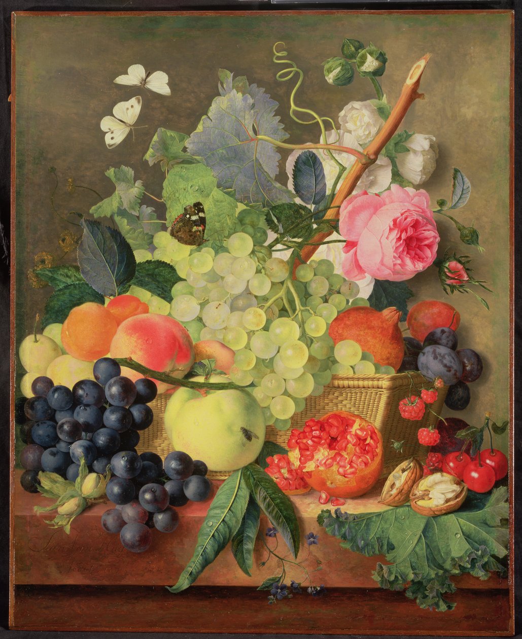 Egy kosár gyümölcs, 1744 (panel) (a párért lásd: 86746) alkotó: Jan van Huysum