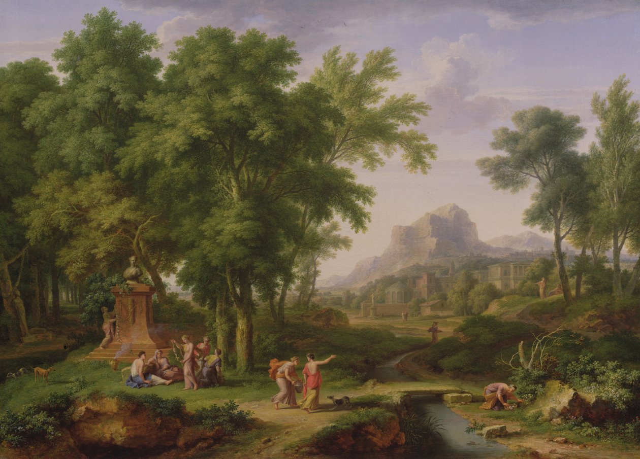 Árkádiai tájkép Flóra mellszobrával, 1724-25 (párja 68872) alkotó: Jan van Huysum