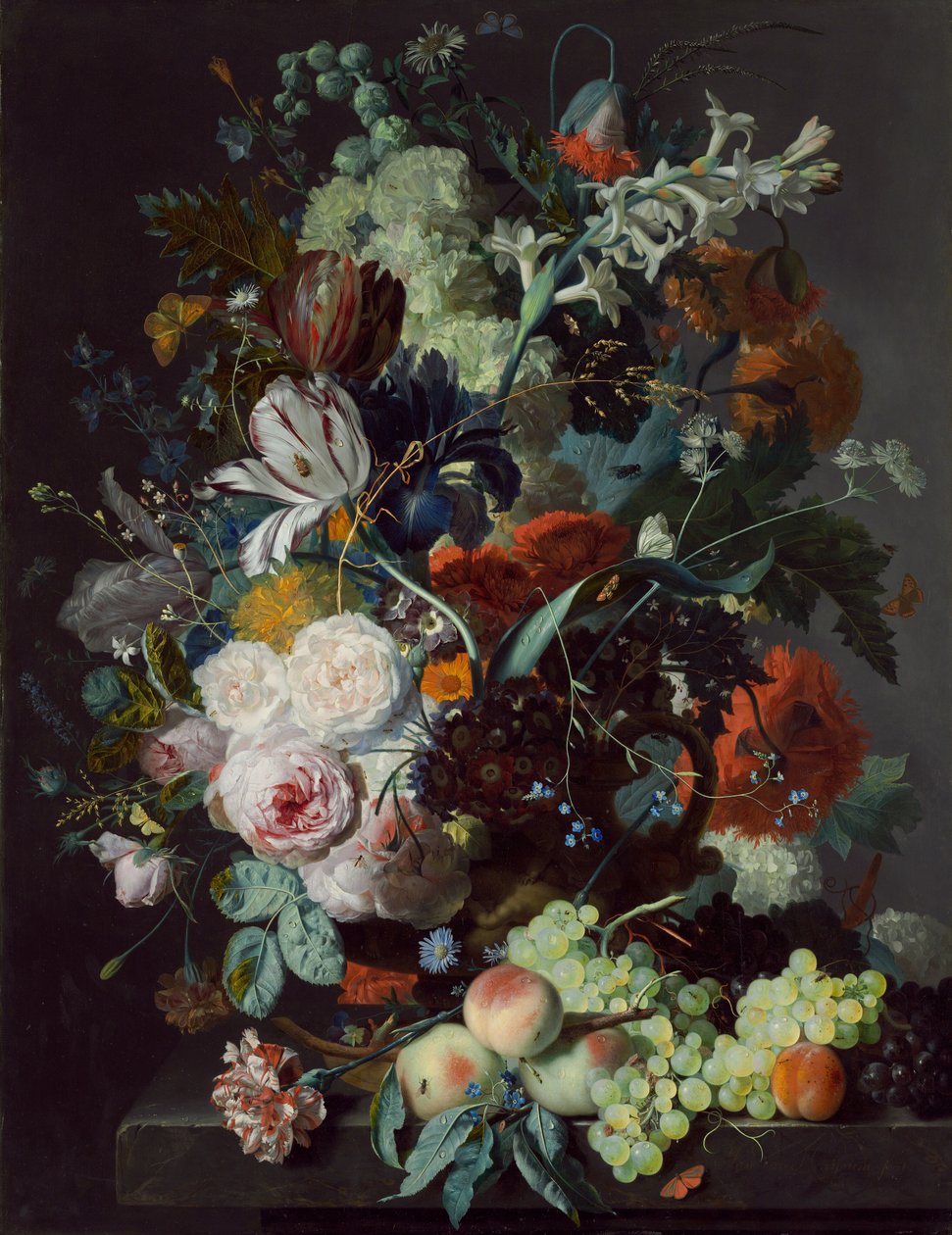 Csendélet virágokkal és gyümölccsel, c. 1715. alkotó: Jan van Huysum