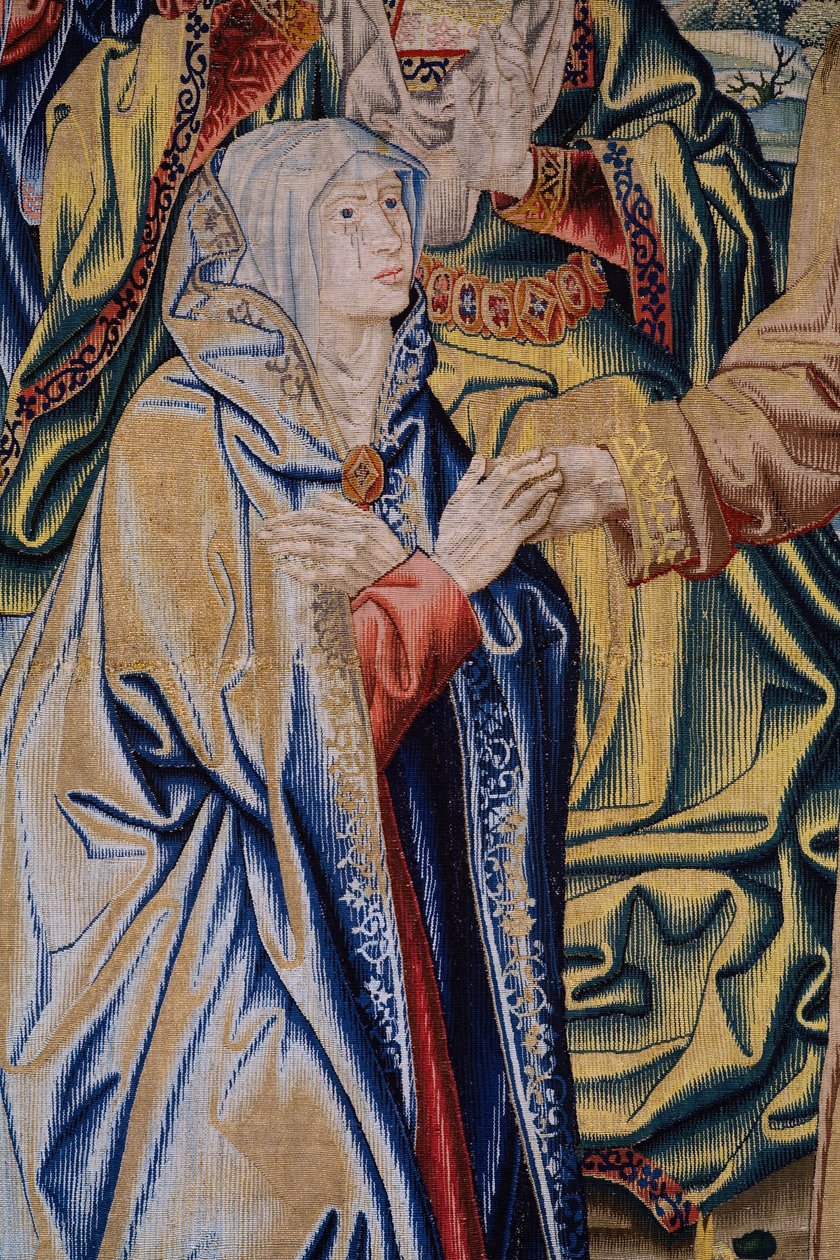 Flamand gobelin. Sorozat V. Károly mennyországa Krisztus búcsúzik édesanyjától. Jan van Coninxloo karikaturista. Julien Portois gyártása, Mechelen (Malines). 1521 körül alkotó: Jan van II Coninxloo