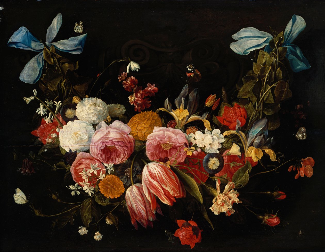 Egy szajré rózsa, tulipán, daliák és más virágok alkotó: Jan van Kessel