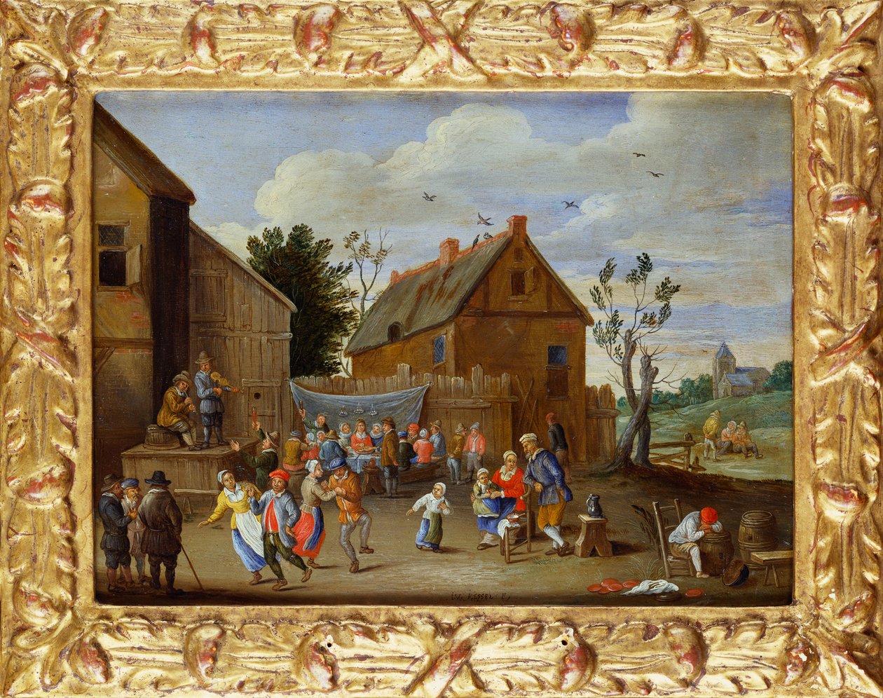 Esküvői lakoma egy fogadó udvarán alkotó: Jan van Kessel