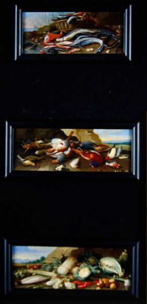 Csendélet tabló - hal, vad, zöldség alkotó: Jan van Kessel the Elder
