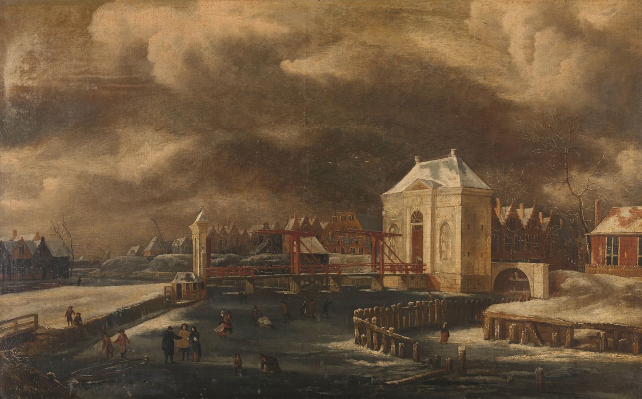 A Heiligewegspoort, Amszterdam, télen alkotó: Jan van  Kessel