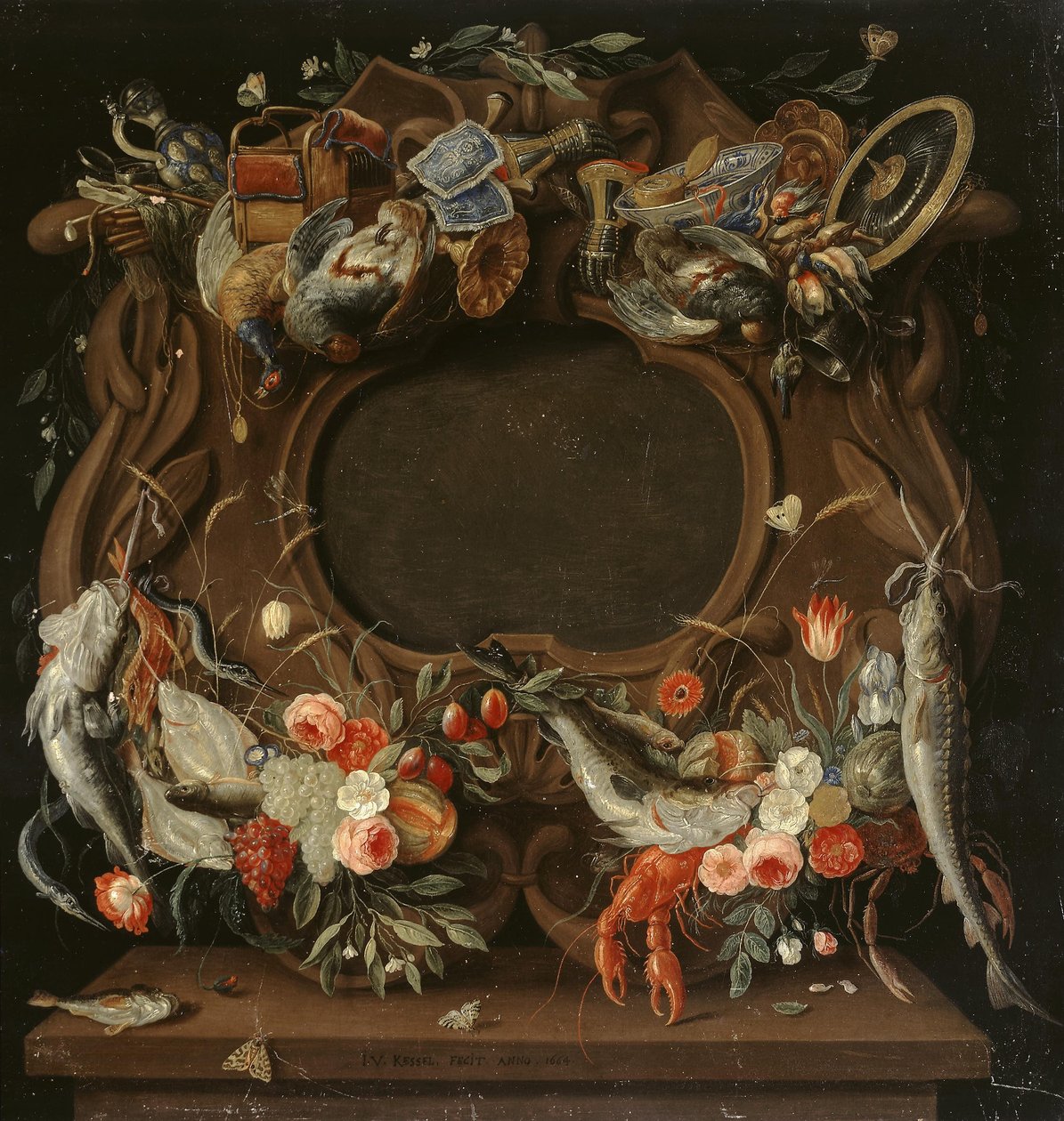 Medalion keret a négy elem allegorikus ábrázolásával alkotó: Jan van Kessel the Elder