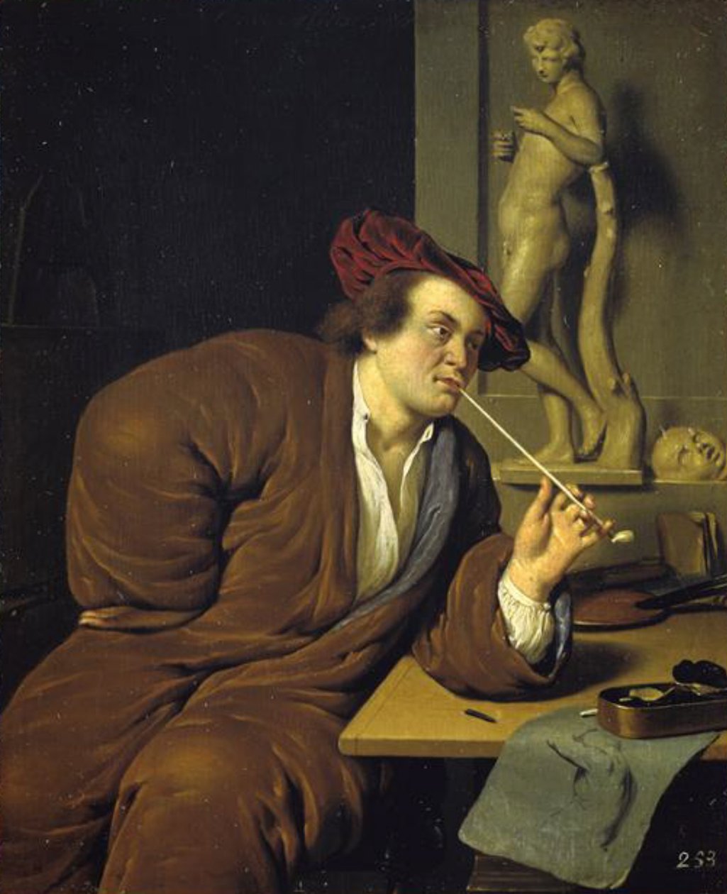 Egy dohányzó művész portréja alkotó: Jan van Mieris