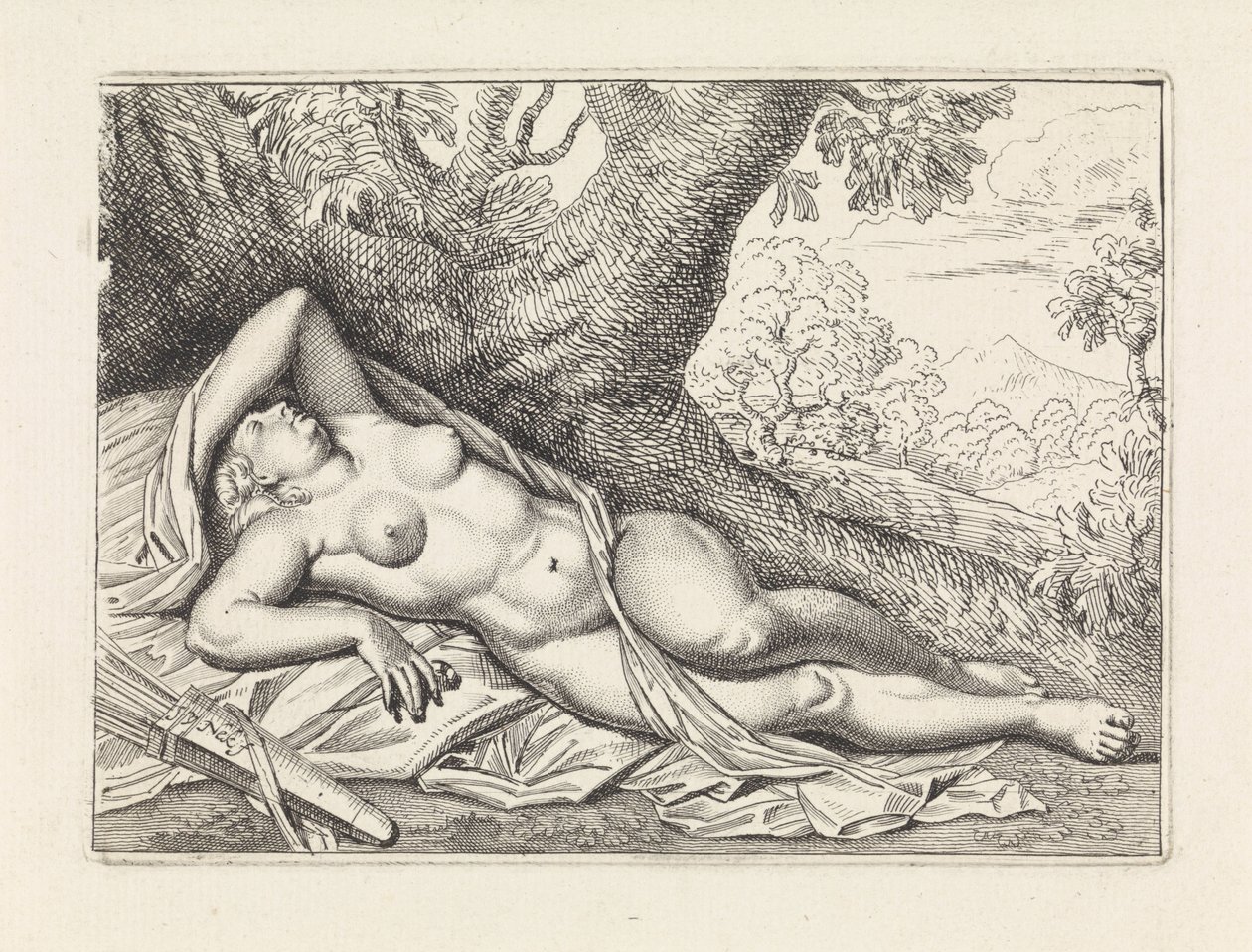 Alvó Diana tájban alkotó: Jan van Neck