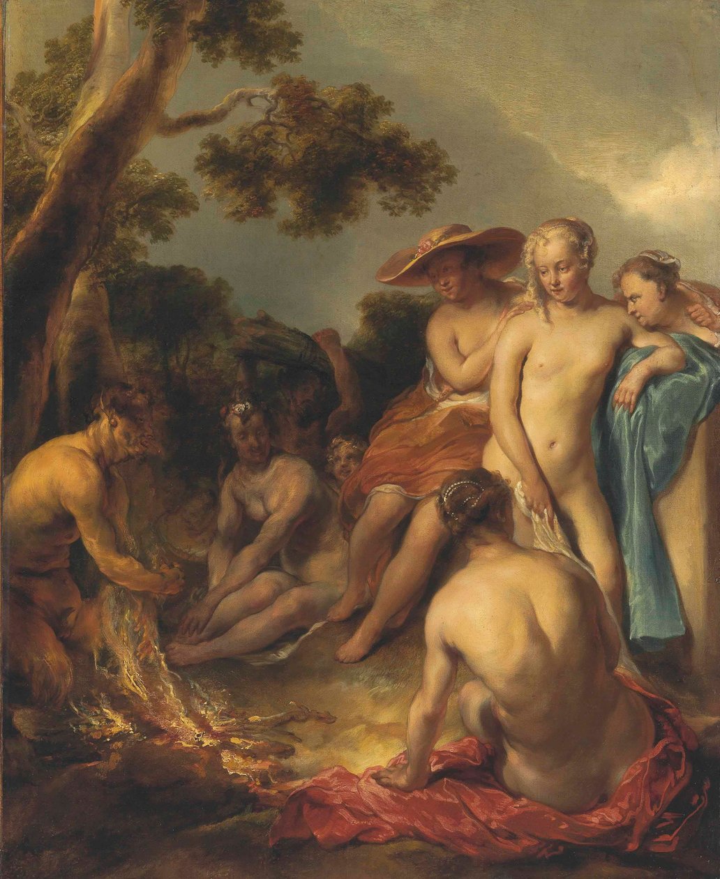 Német: Satyr und Nymphen (das Bad der Diana) Nymphs and a Satyr (nimfák és egy szatír) alkotó: Jan van Noordt