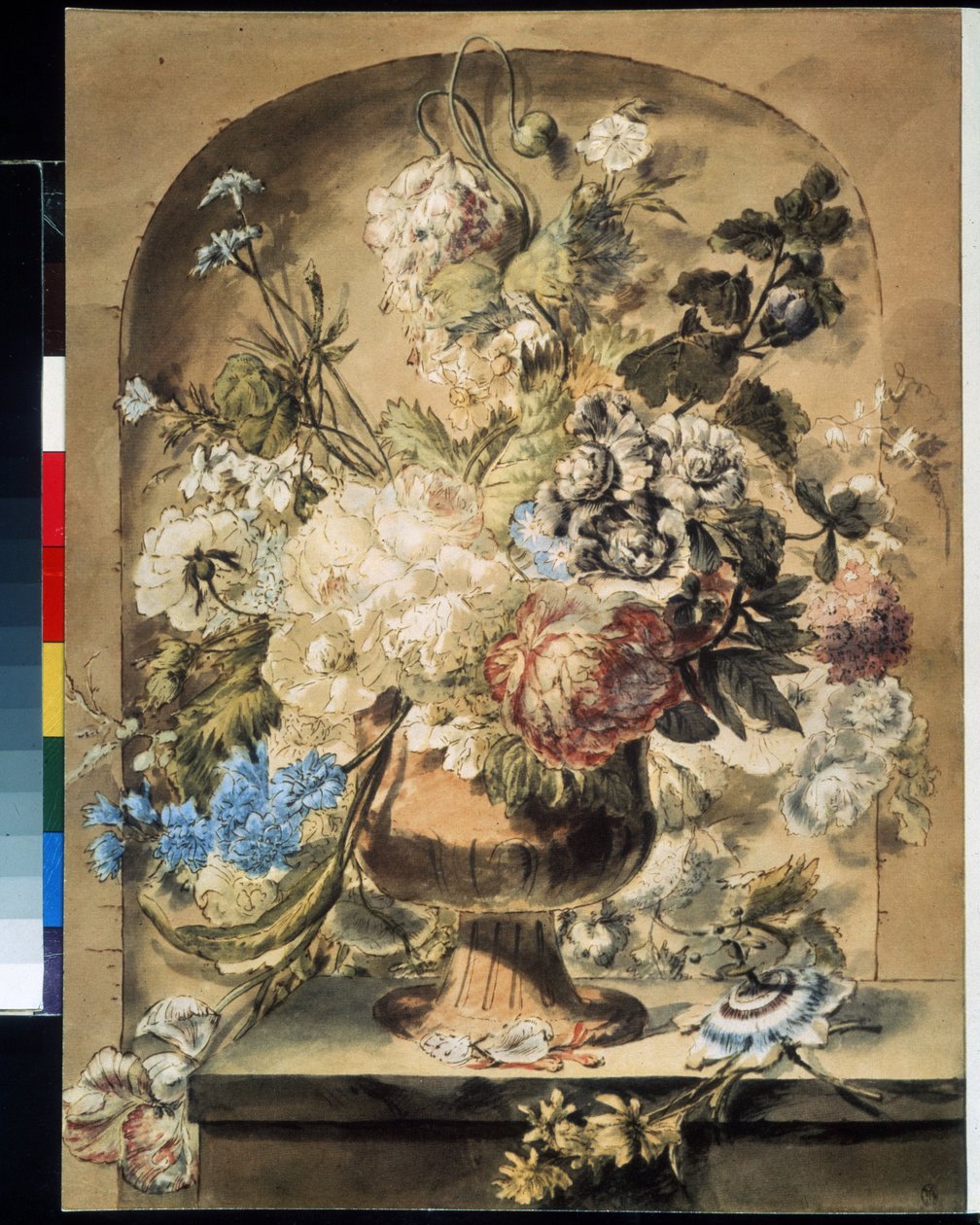""Csendélet virágokkal"" Akvarell: Jan van Os (1744-1808) 18. századi Puskin Múzeum, Moszkva alkotó: Jan van Os