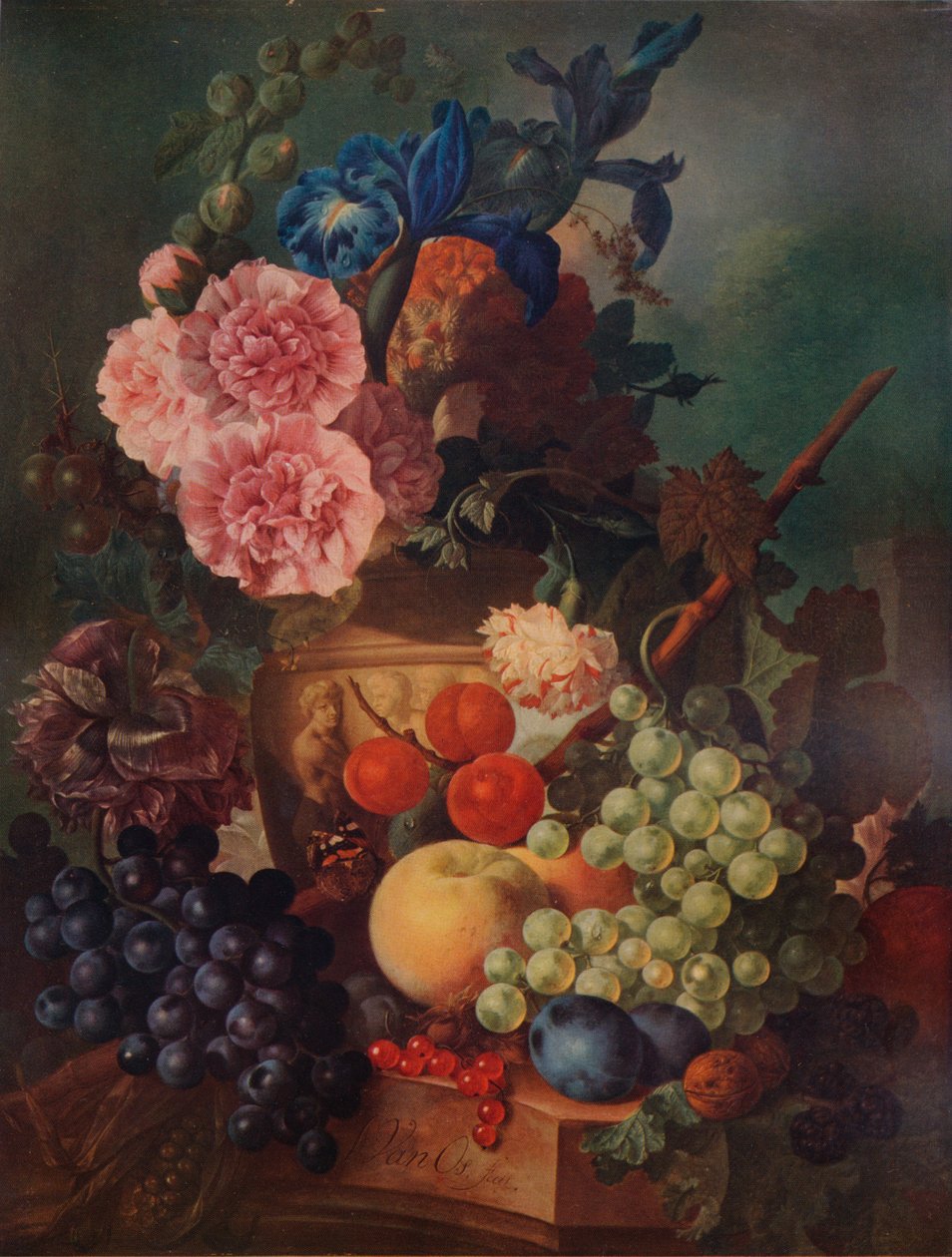 Díszítő váza virágokkal és gyümölcsökkel, c1798, 1938 alkotó: Jan van Os