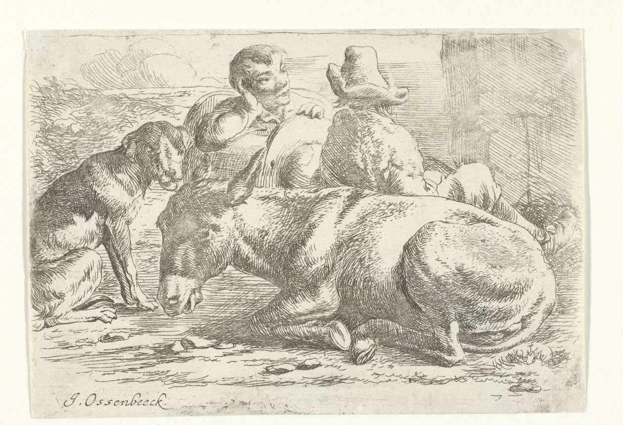 Két pihenő szamárhajtó alkotó: Jan van Ossenbeeck