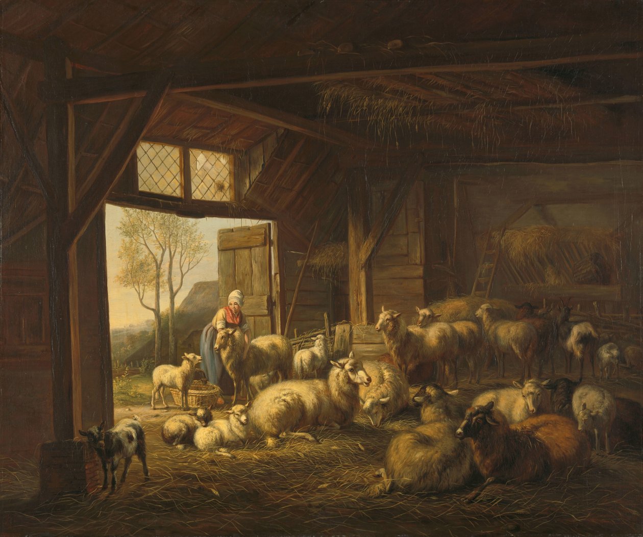 Birkák és kecskék egy istállóban alkotó: Jan van Ravenswaay
