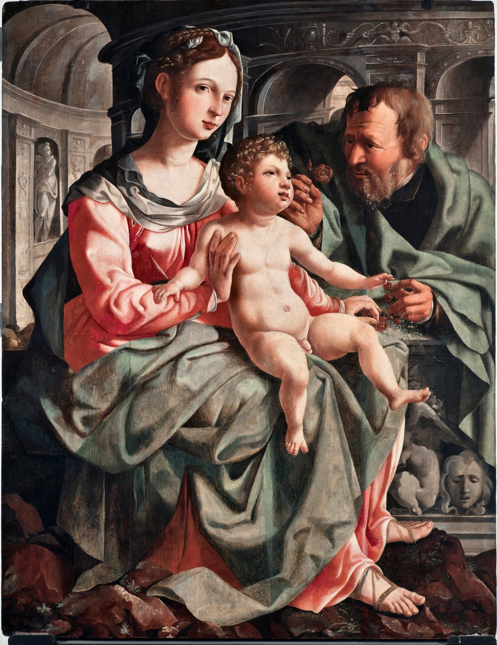 Szent család Jan Van Scorel (1495-1562) festménye 1522 Méret: 130x100 cm Genes, Musei di Strada Nuova (ex Palazzo Bianco) Olaszország alkotó: Jan van Scorel