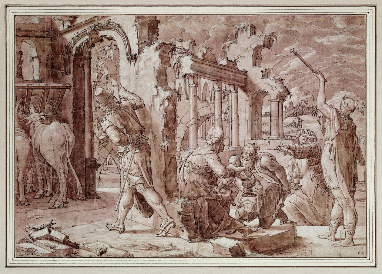 A bölcsek imádása. Tintarajz alkotó: Jan van Scorel