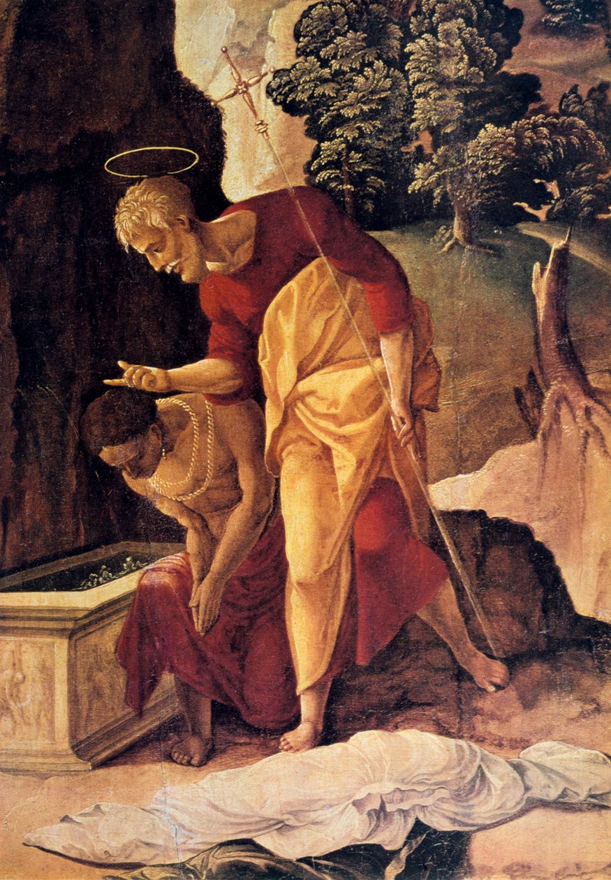 Fülöp apostol megkereszteli az eunuchot, részlet, 16. század. alkotó: Jan van Scorel