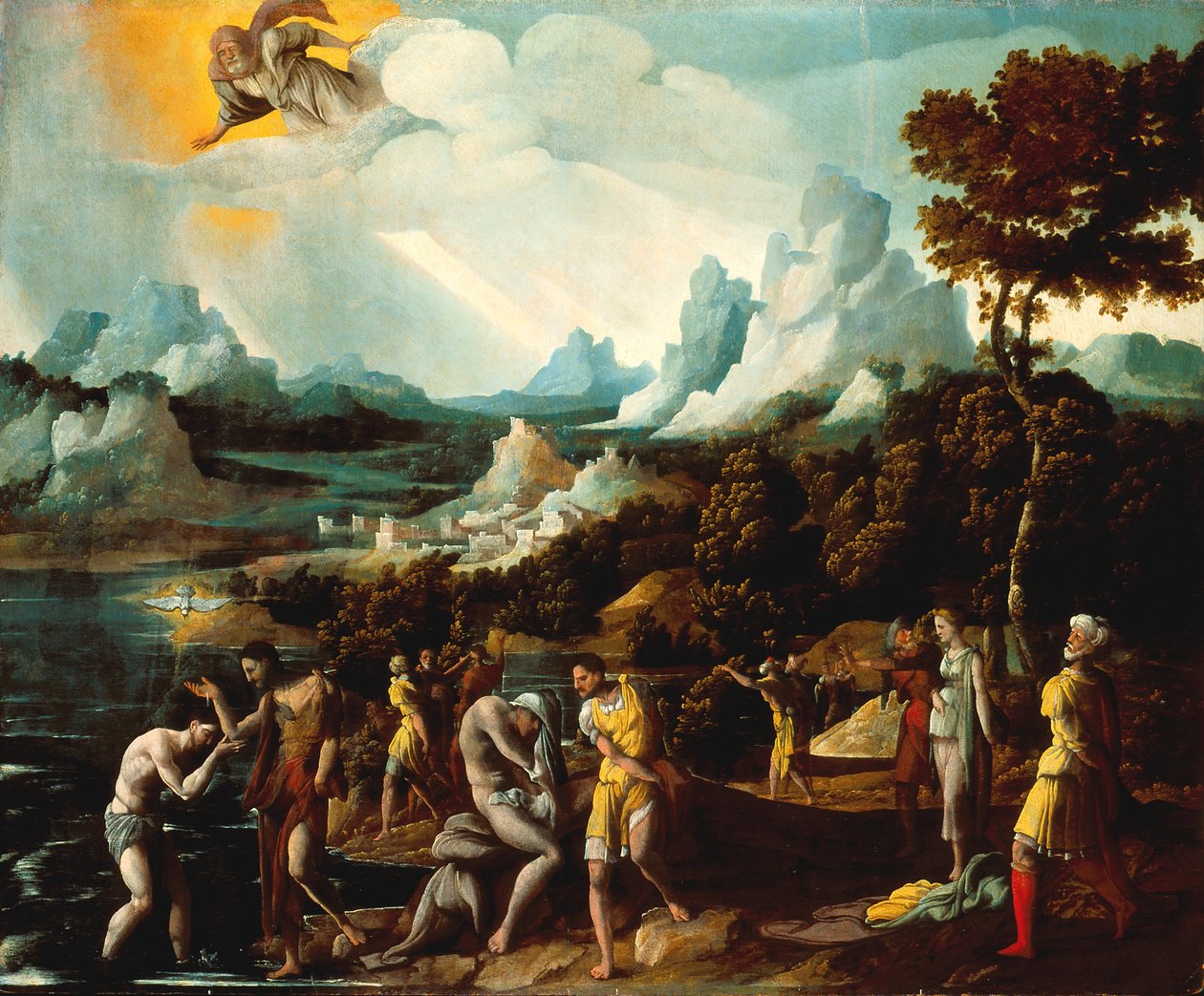 Krisztus keresztsége (olaj, fa) alkotó: Jan van Scorel
