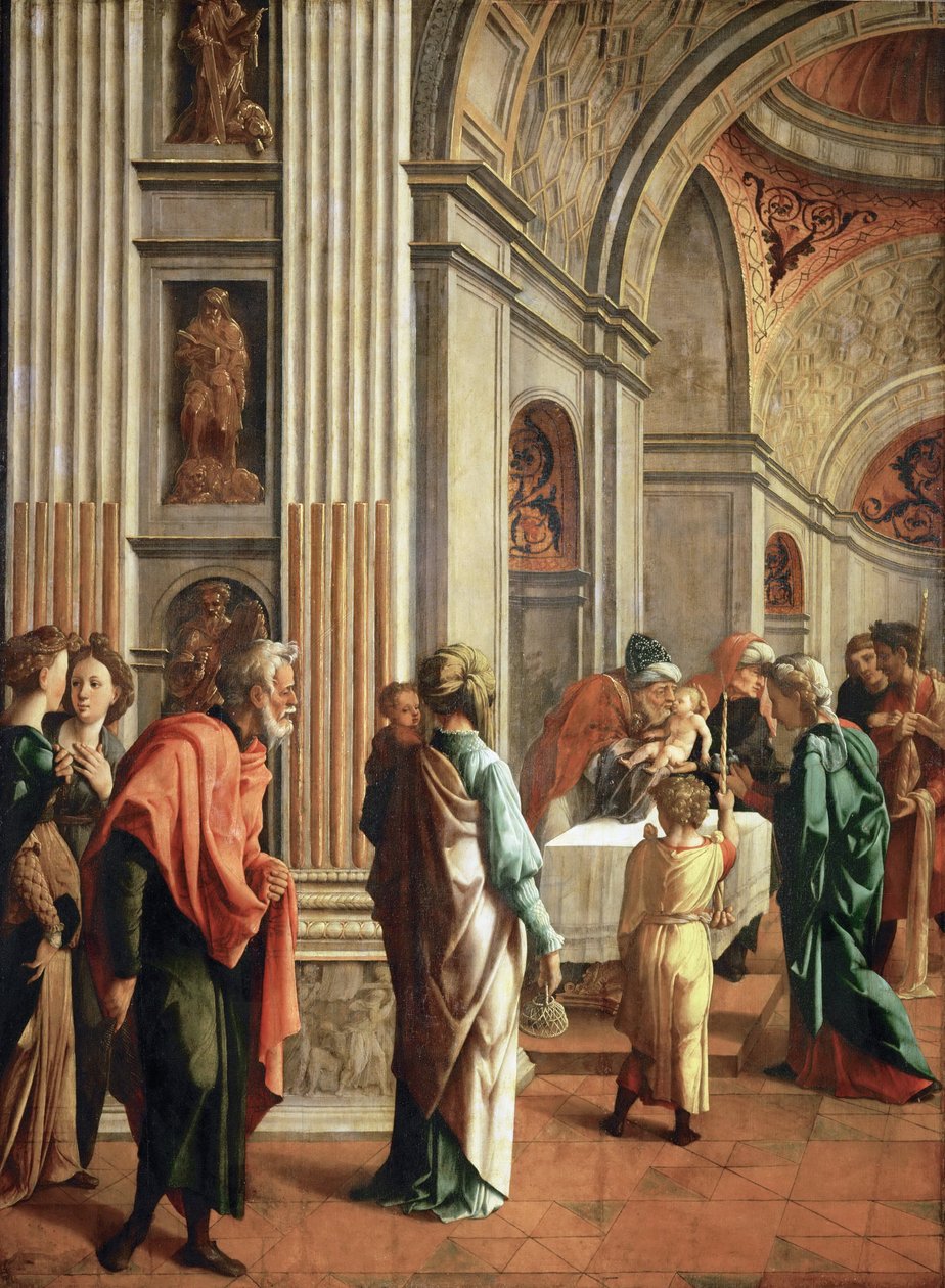 A bemutató a templomban – Jan van Scorel (1495-1562). Olaj, fa, kb 1530-1536. Mérete: 114x85 cm. Művészettörténeti Múzeum, Vienne alkotó: Jan van Scorel