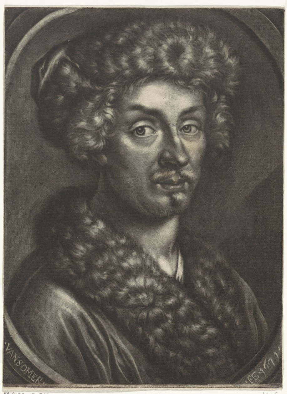Egy prémes sapkás férfi portréja alkotó: Jan van Somer