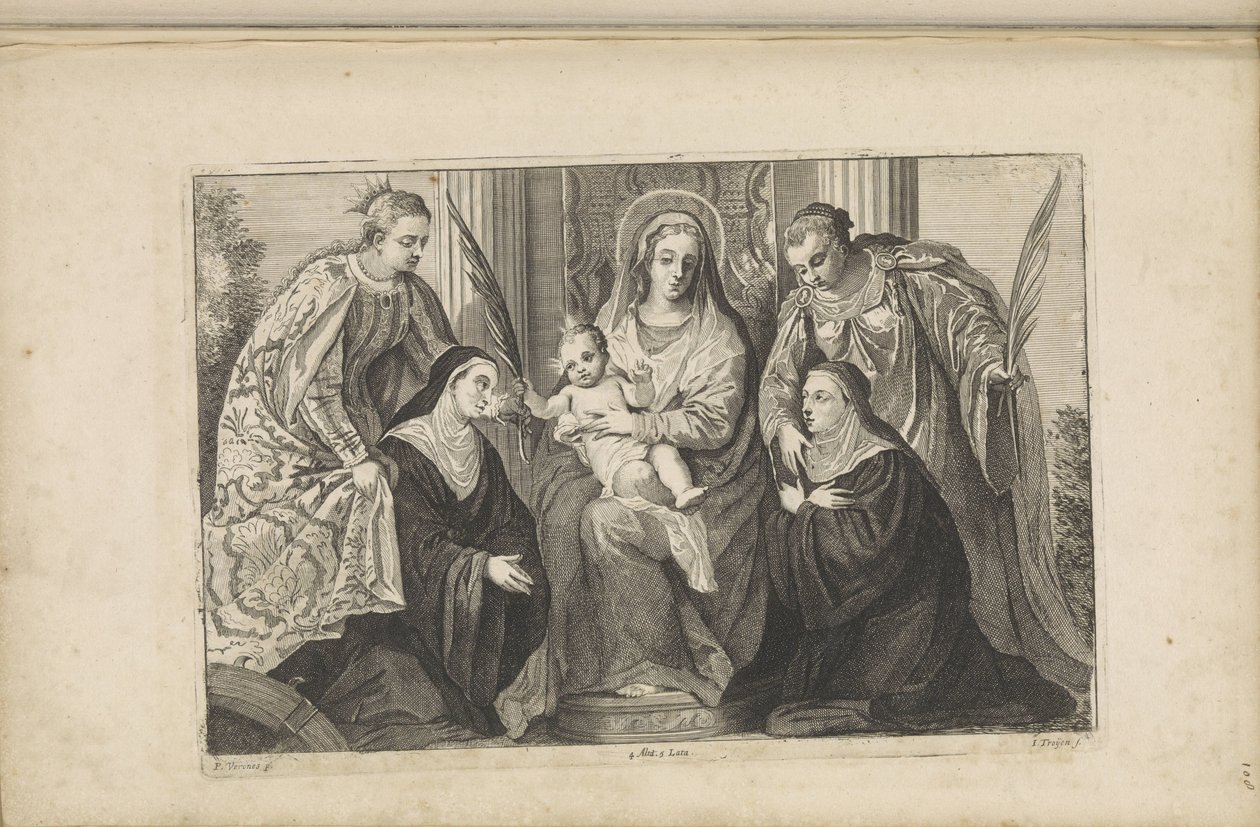 Mária a gyermek Krisztussal, Szent Lucia, Alexandriai Szent Katalin és két alapító alkotó: Jan van Troyen