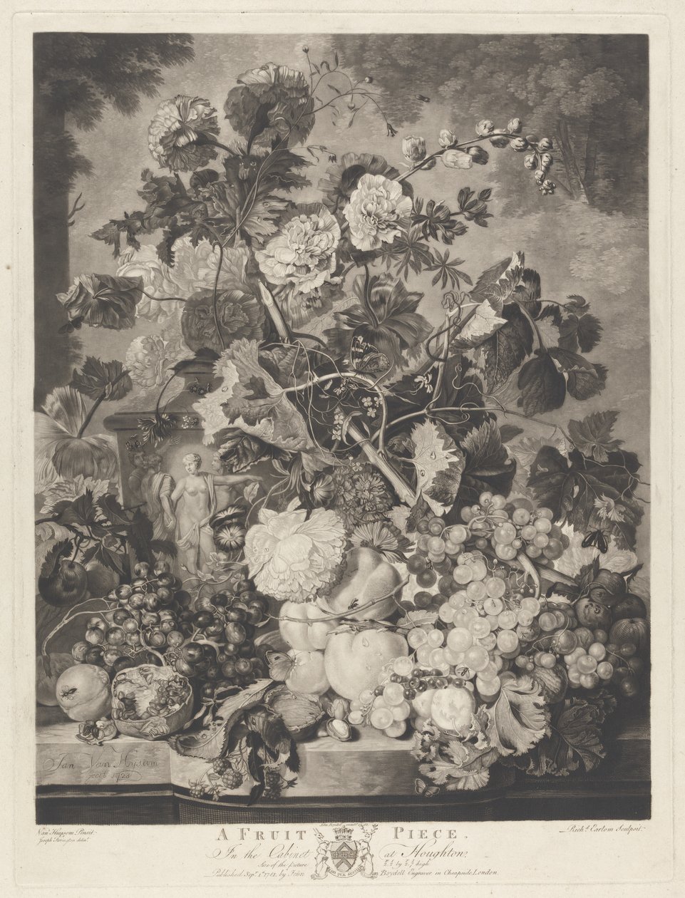 Egy gyümölcsdarab, Richard Earlom metszete, 1781 alkotó: Jan van after Huysum