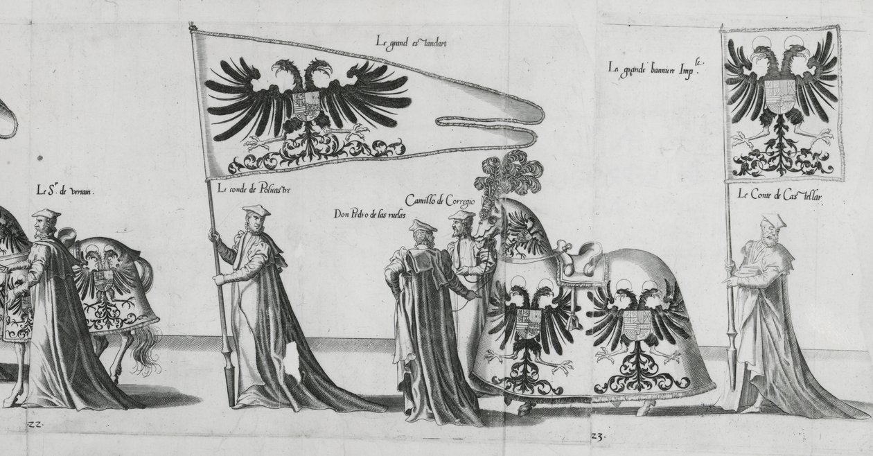 Bannerek V. Károly császár temetési menetén, 1559 alkotó: Jan van and Doetechum Doetechum the elder
