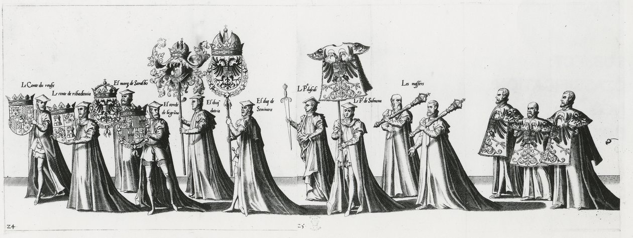 Császári fegyverek V. Károly császár temetési menetén, 1559 alkotó: Jan van and Doetechum Doetechum the elder