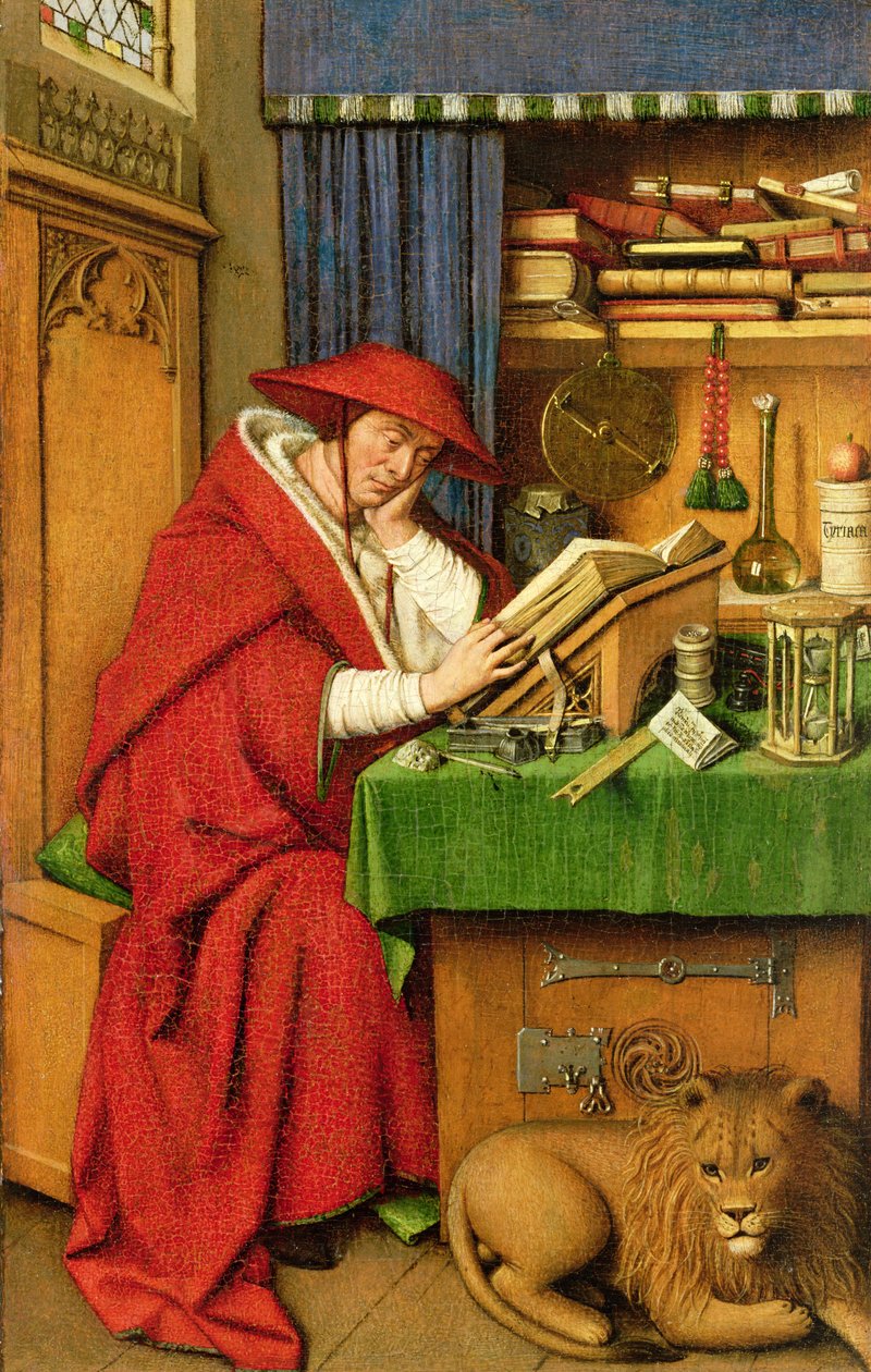 Szent Jeromos tanulmányában (olaj, vászonpapír a táblán) alkotó: Jan van Eyck