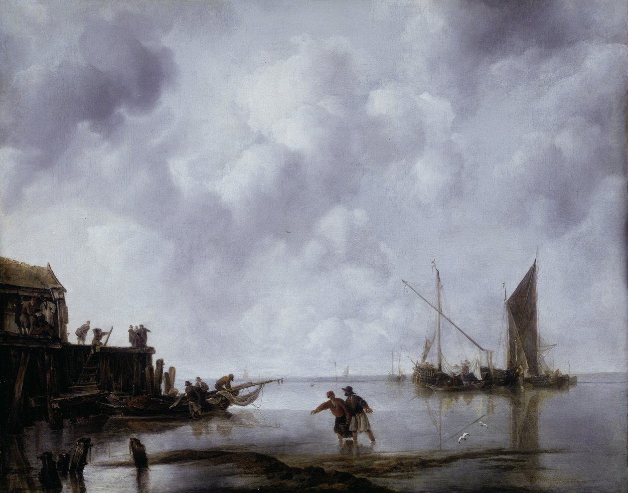 Nyugodt halászhajók alkotó: Jan van de Capelle or Cappelle