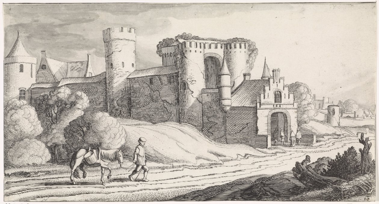 Farmer lóval egy kastély melletti úton Playsante tájak és vidám arcok (sorozat címe) alkotó: Jan van de Velde (II)
