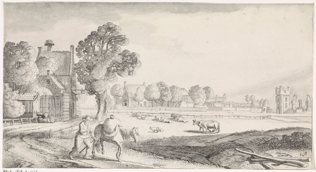 Farmer teherhordóval az országúton Playsante tájak és vidám arcok (sorozat címe) alkotó: Jan van de Velde (II)