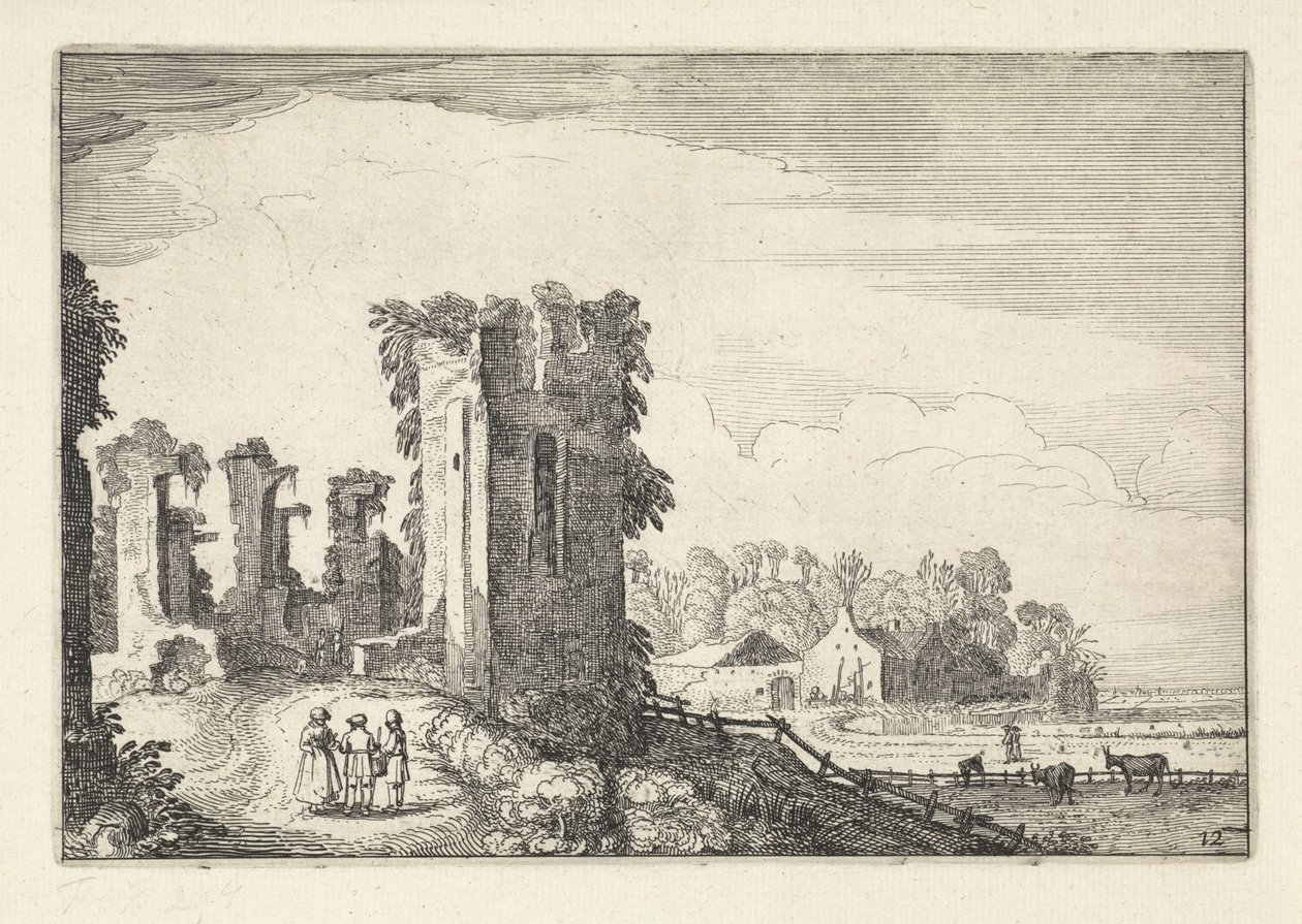 A Haarlem melletti Huis ter Kleef alakjai Tájképek (sorozat címe) Amenissimae aliquot requculae (sorozat címe) alkotó: Jan van de Velde (II)