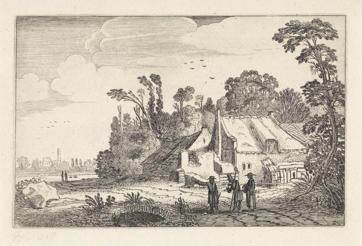 Számok egy országúton, egy farm közelében Tájképek (sorozat címe) Amenissimae aliquot requculae (sorozat címe) alkotó: Jan van de Velde (II)