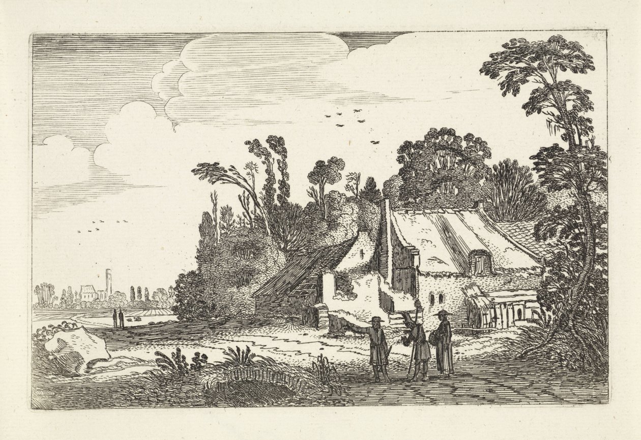 Számok egy országúton egy farmon Tájképek (sorozat címe) Amenissimae aliquot requculae (sorozat címe) alkotó: Jan van de Velde (II)