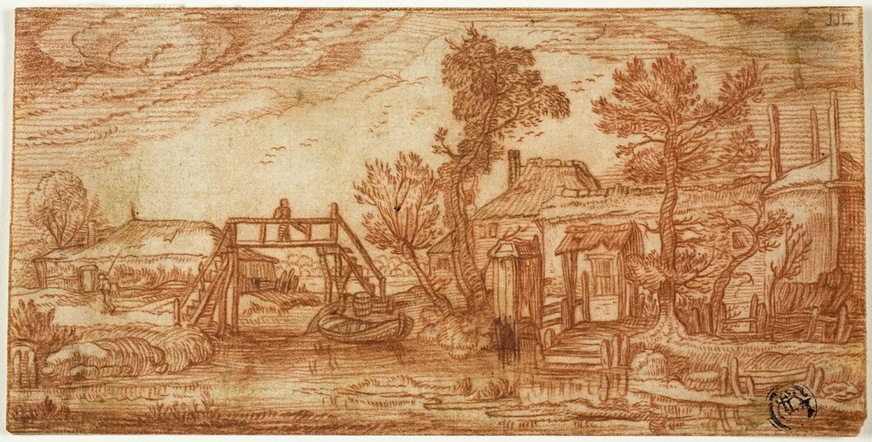 Csatorna híddal és házakkal alkotó: Jan van de Velde II