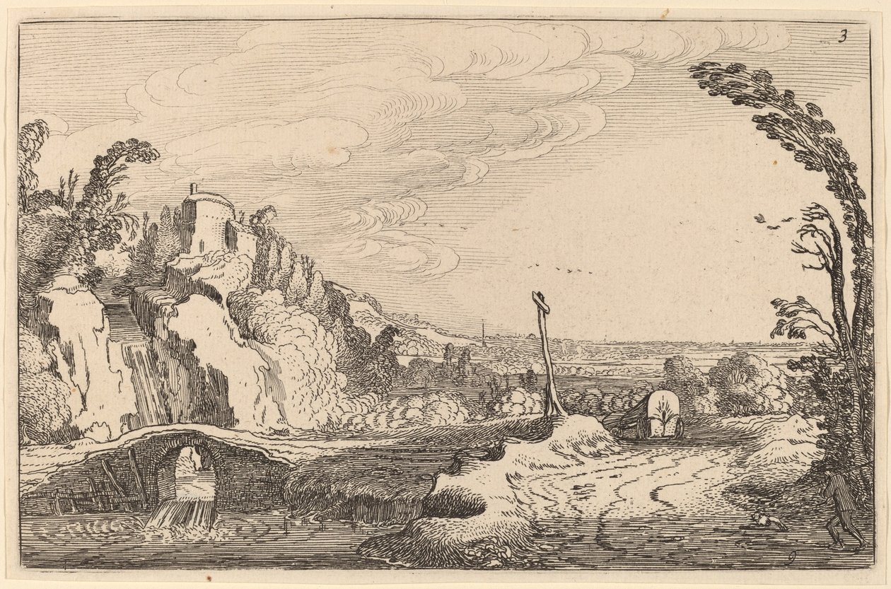 Vízesés egy kőhíd alatt alkotó: Jan van de Velde II