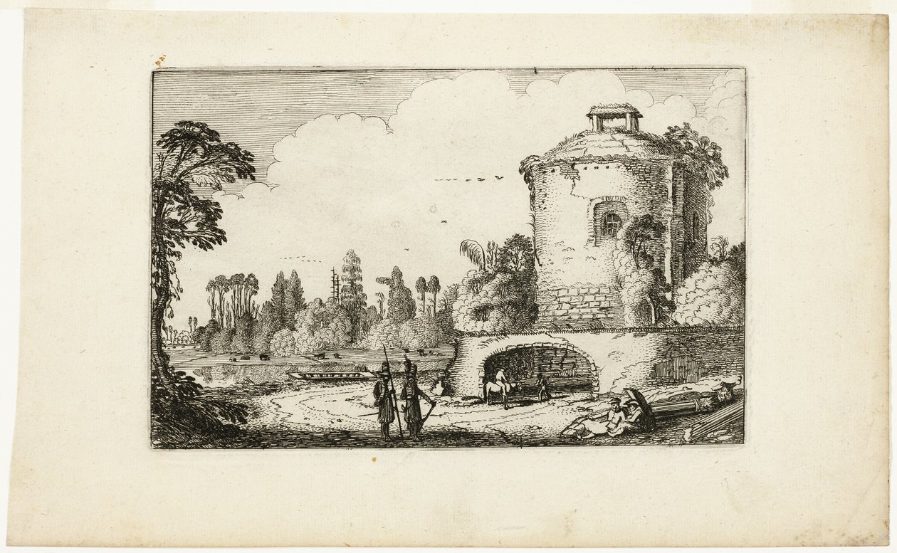 Tájkép kerek toronnyal alkotó: Jan van de Velde II