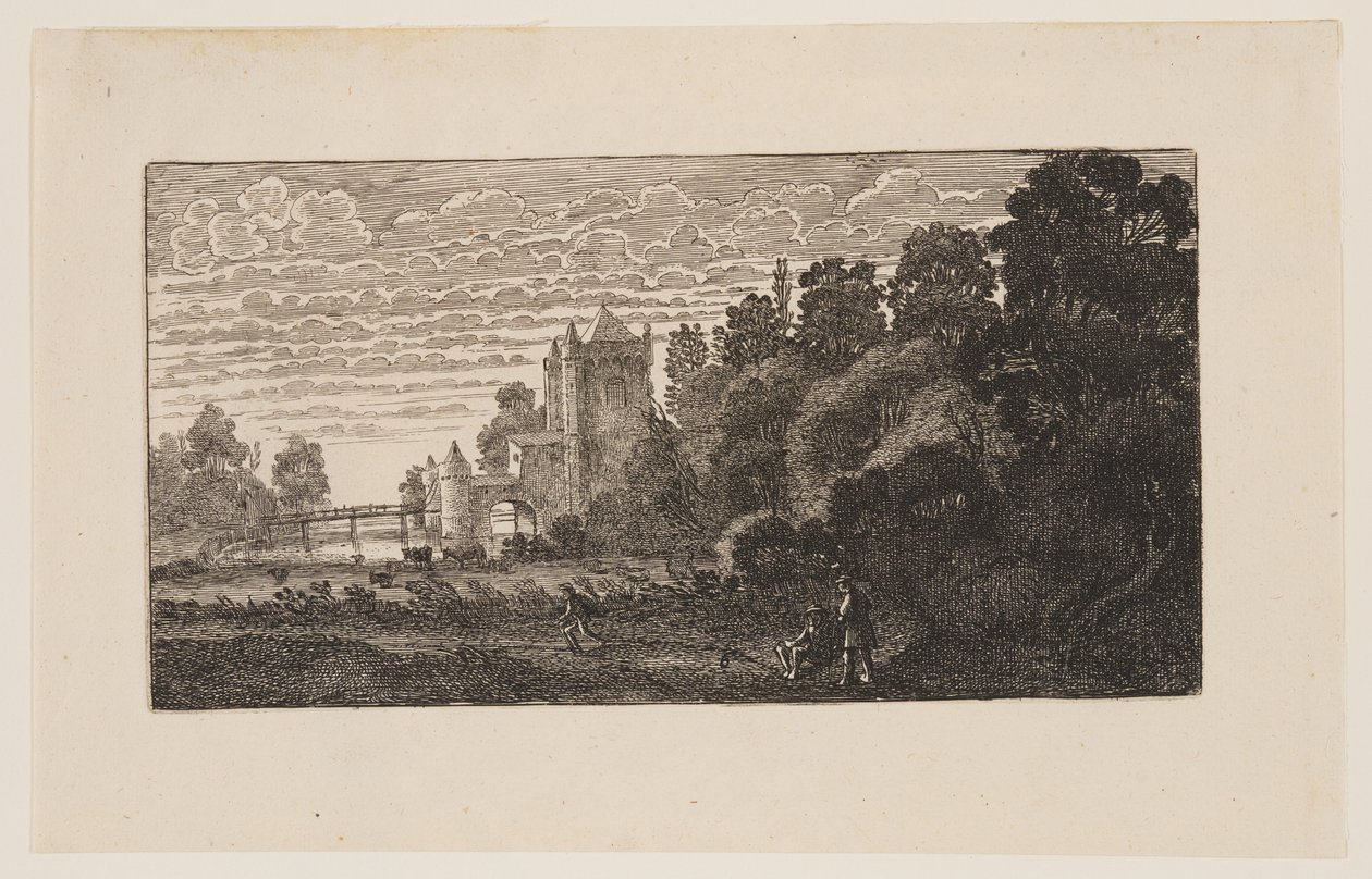 A "Spaernwouder" vagy "Amsterdamsche Poort" Haarlemben, a Hat tájképből alkotó: Jan van de Velde II